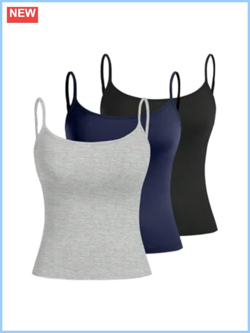 3 Pack Crop Camisole Spaghetti Strap Sleeveless Tank Top Slim Fit Cami Set